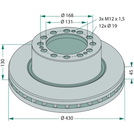 Tarcza wentylowana z kołnierzem | 4 079 0005 01